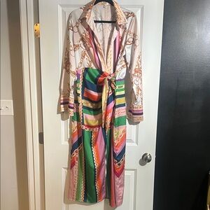 Vibrant Long Sleeve Multicolor Dress